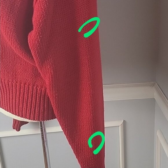 CRAZY HORSE Red Grandpa Collared Deep V-Neck Knit Button Cardigan Sweater L VTG - Picture 6 of 13